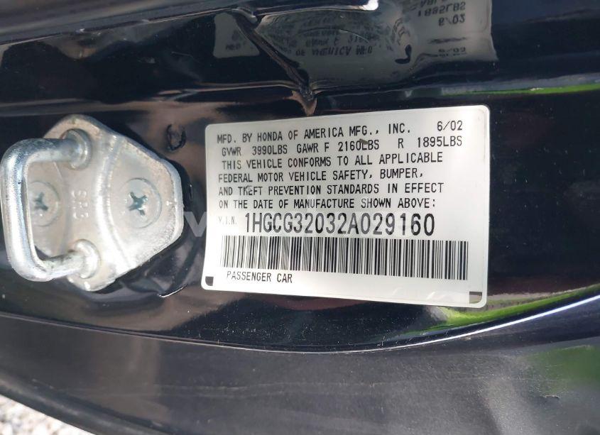 Photo 9 of 2002 Honda Accord 2.3 SE (VIN 1HGCG32032A029160)