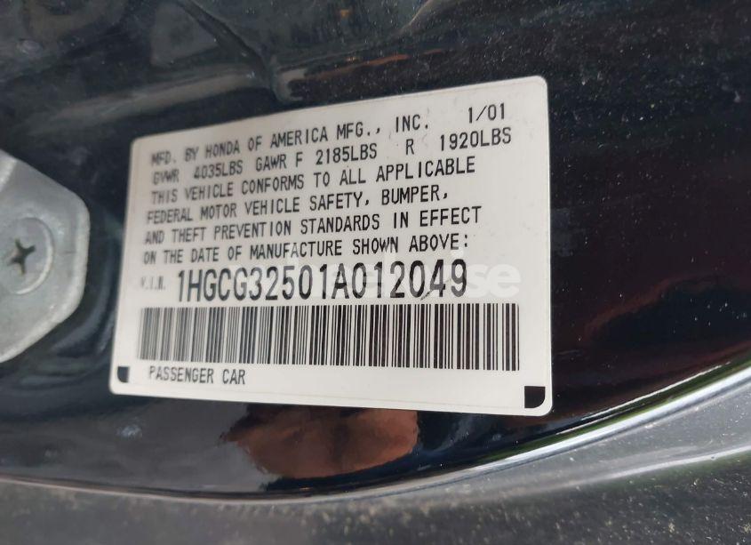 Photo 9 of 2001 Honda Accord 2.3 EX (VIN 1HGCG32501A012049)