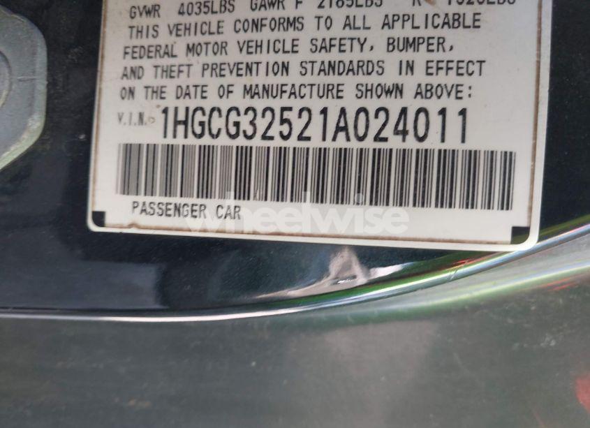 Photo 9 of 2001 Honda Accord 2.3 EX (VIN 1HGCG32521A024011)