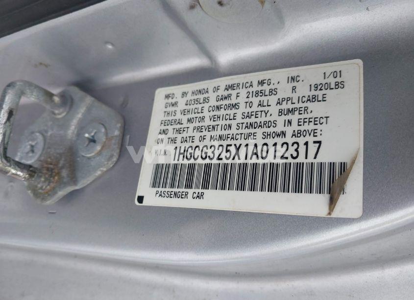 Photo 9 of 2001 Honda Accord 2.3 EX (VIN 1HGCG325X1A012317)