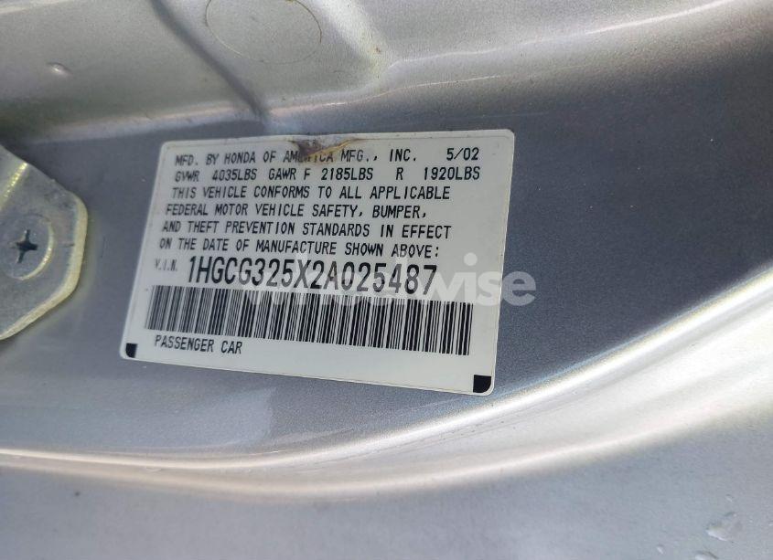 Photo 9 of 2002 Honda Accord 2.3 EX (VIN 1HGCG325X2A025487)