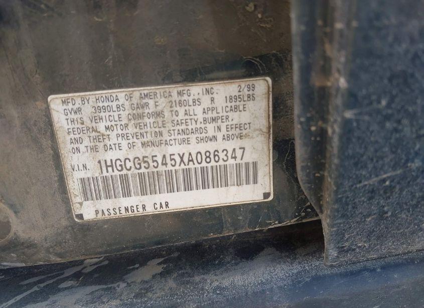 Photo 9 of 1999 Honda Accord LX (VIN 1HGCG5545XA086347)