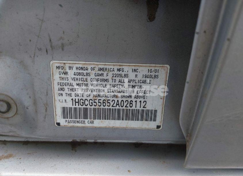 Photo 9 of 2002 Honda Accord 2.3 EX (VIN 1HGCG55652A026112)