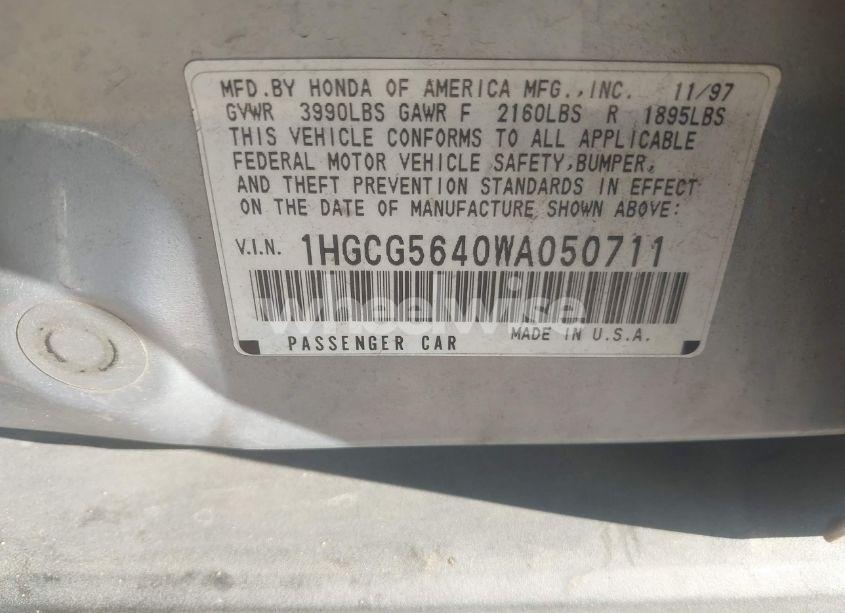 Photo 9 of 1998 Honda Accord LX (VIN 1HGCG5640WA050711)