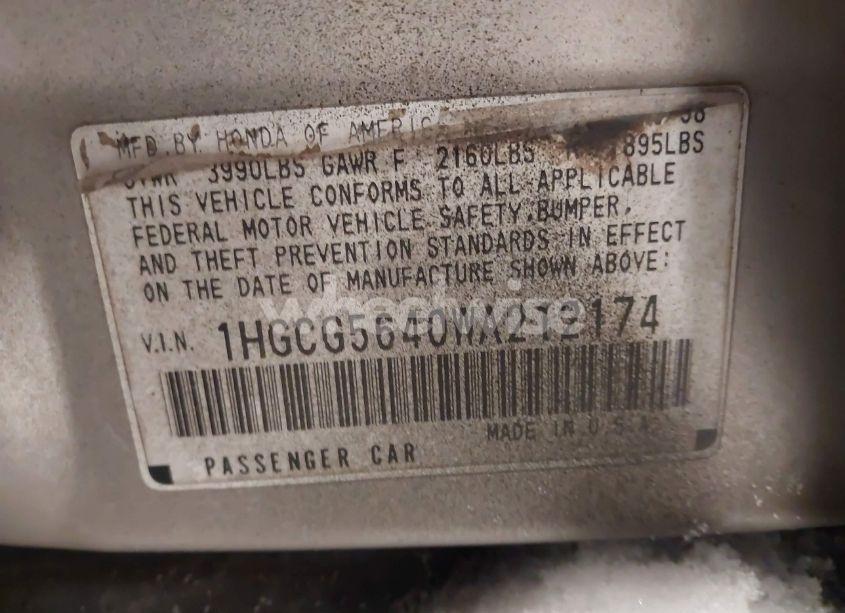 Photo 9 of 1998 Honda Accord LX (VIN 1HGCG5640WA212174)