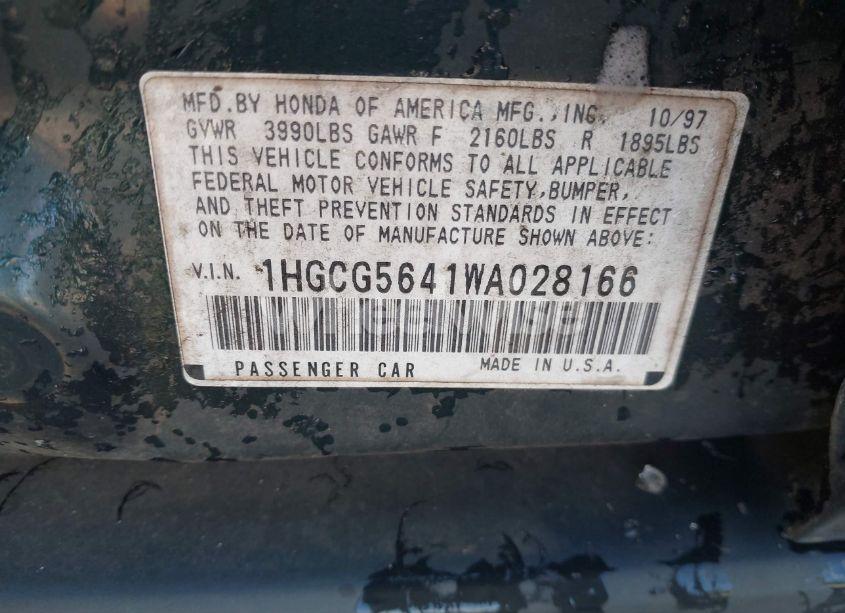 Photo 9 of 1998 Honda Accord LX (VIN 1HGCG5641WA028166)