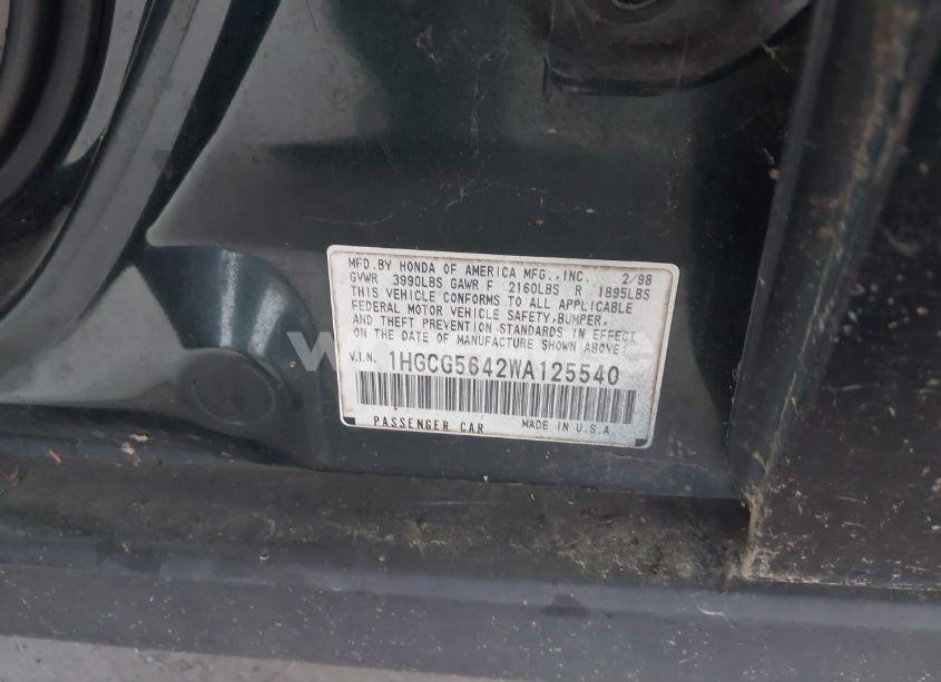 Photo 9 of 1998 Honda Accord LX (VIN 1HGCG5642WA125540)