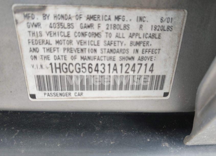 Photo 9 of 2001 Honda Accord 2.3 LX (VIN 1HGCG56431A124714)