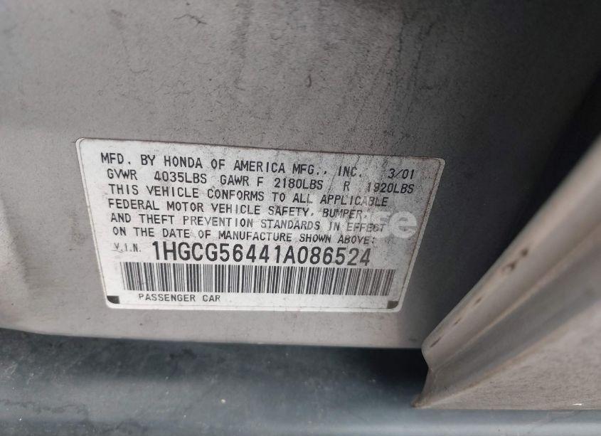 Photo 9 of 2001 Honda Accord 2.3 LX (VIN 1HGCG56441A086524)