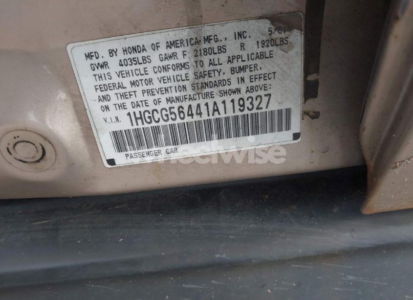 Photo 9 of 2001 Honda Accord 2.3 LX (VIN 1HGCG56441A119327)