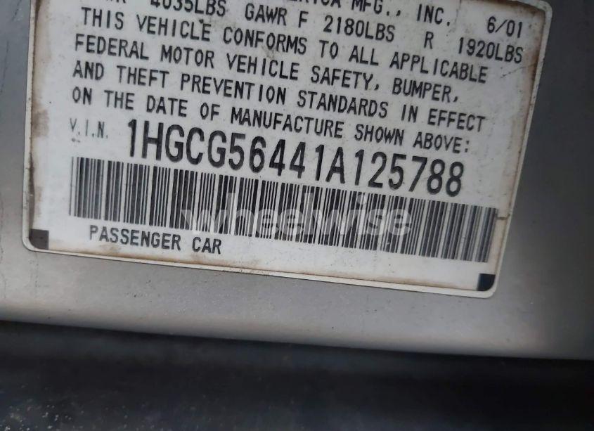 Photo 9 of 2001 Honda Accord 2.3 LX (VIN 1HGCG56441A125788)