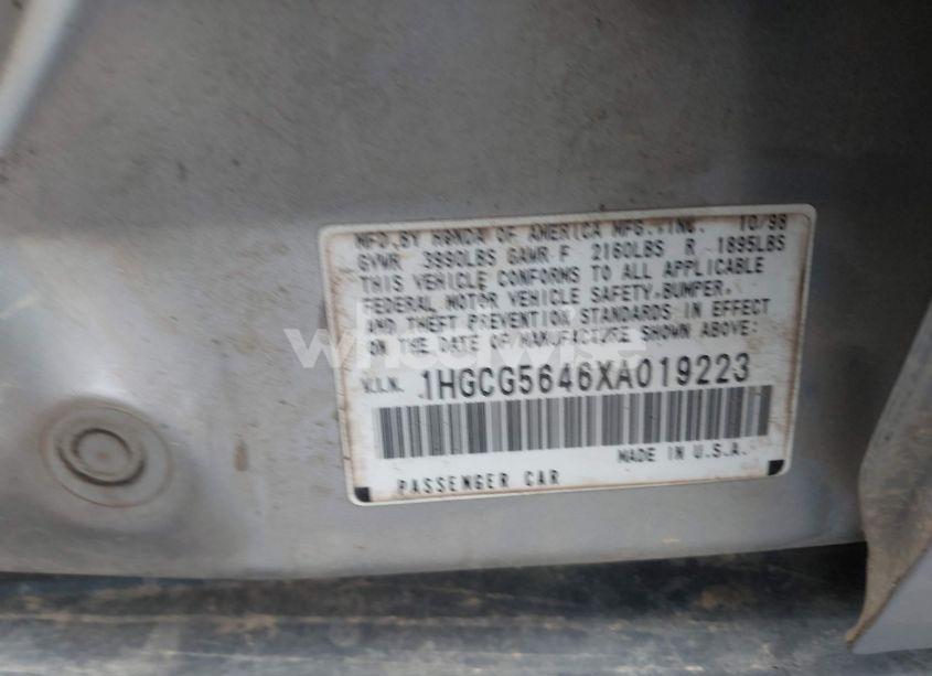 Photo 9 of 1999 Honda Accord LX (VIN 1HGCG5646XA019223)