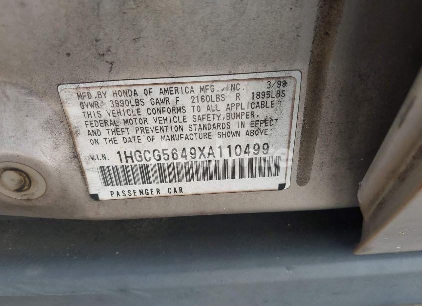 Photo 9 of 1999 Honda Accord LX (VIN 1HGCG5649XA110499)