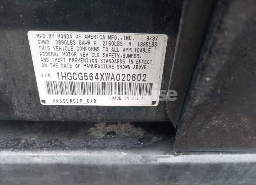 Photo 9 of 1998 Honda Accord LX (VIN 1HGCG564XWA020602)