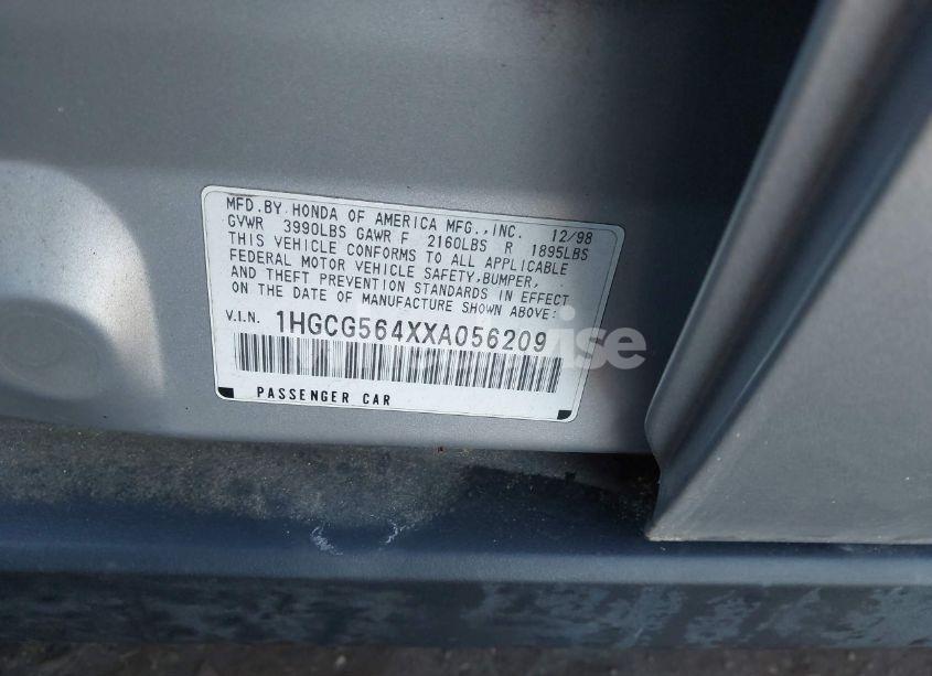 Photo 9 of 1999 Honda Accord LX (VIN 1HGCG564XXA056209)