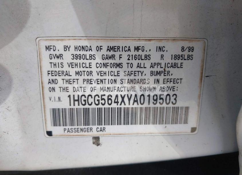Photo 9 of 2000 Honda Accord 2.3 LX (VIN 1HGCG564XYA019503)