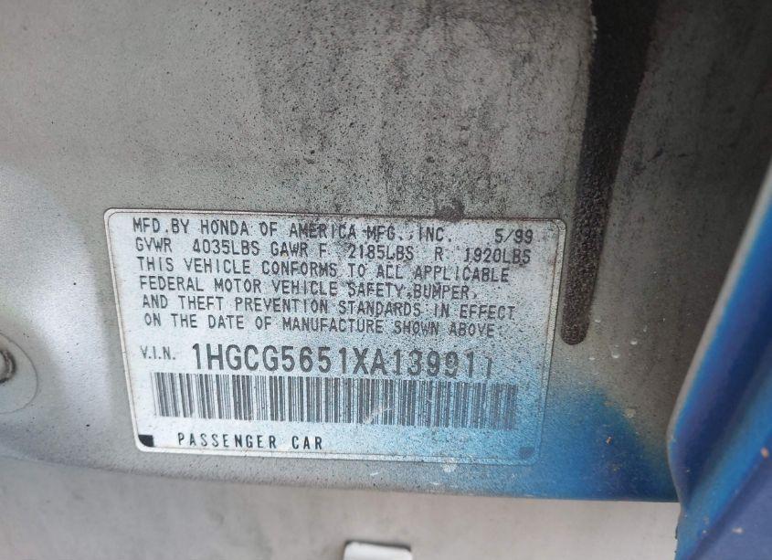 Photo 9 of 1999 Honda Accord EX (VIN 1HGCG5651XA139911)