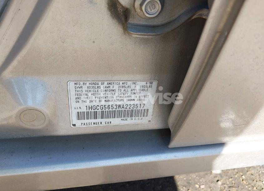 Photo 9 of 1998 Honda Accord EX (VIN 1HGCG5653WA223517)