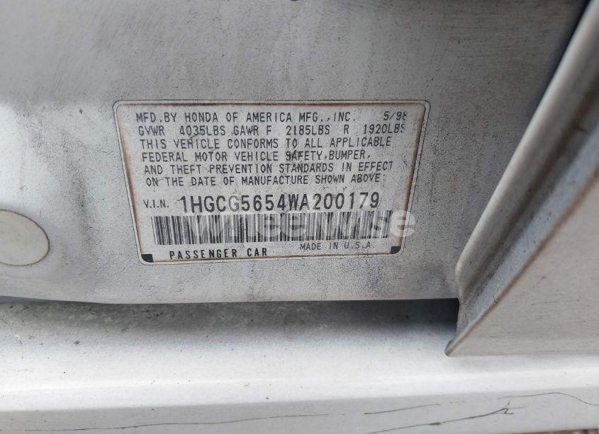 Photo 9 of 1998 Honda Accord EX (VIN 1HGCG5654WA200179)