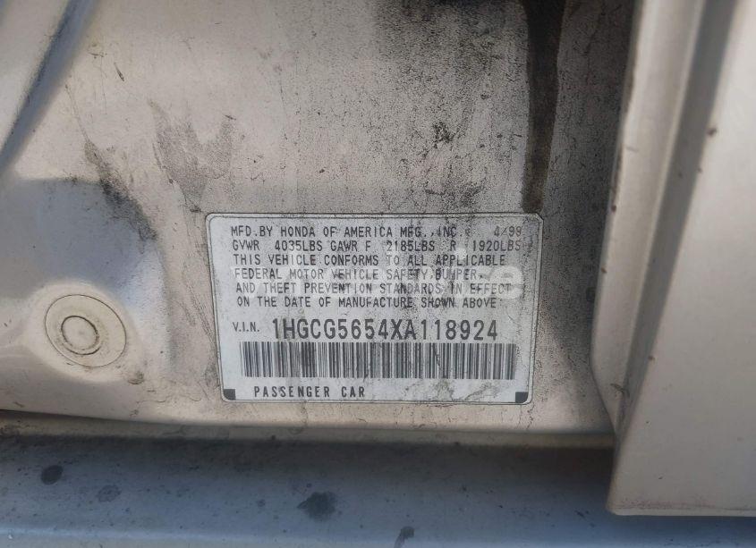 Photo 9 of 1999 Honda Accord EX (VIN 1HGCG5654XA118924)