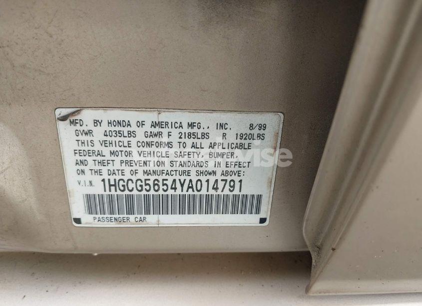 Photo 9 of 2000 Honda Accord 2.3 EX (VIN 1HGCG5654YA014791)