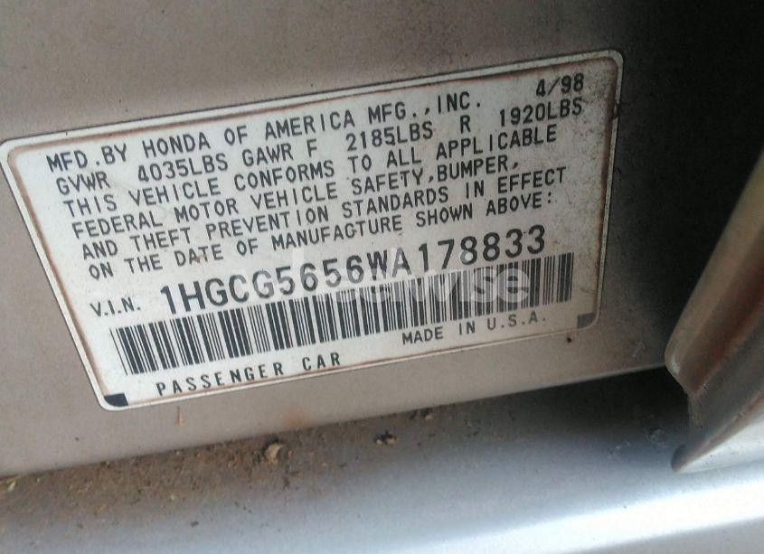 Photo 9 of 1998 Honda Accord EX (VIN 1HGCG5656WA178833)