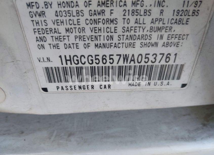 Photo 9 of 1998 Honda Accord EX (VIN 1HGCG5657WA053761)