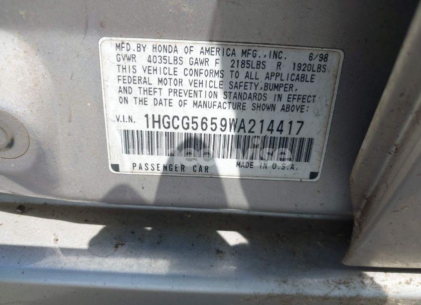 Photo 9 of 1998 Honda Accord EX (VIN 1HGCG5659WA214417)