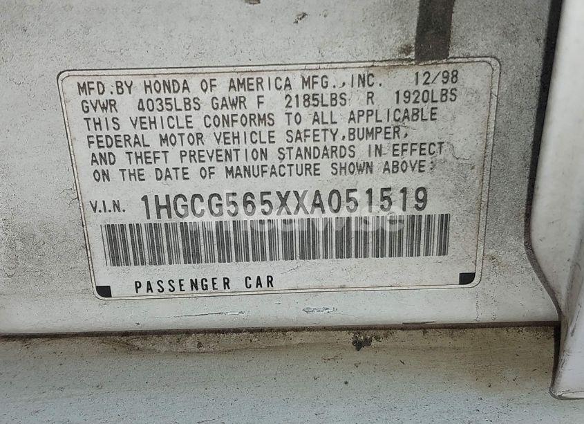 Photo 9 of 1999 Honda Accord EX (VIN 1HGCG565XXA051519)