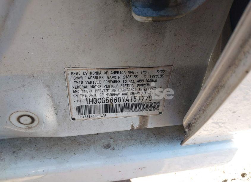 Photo 9 of 2000 Honda Accord 2.3 EX (VIN 1HGCG5660YA151770)