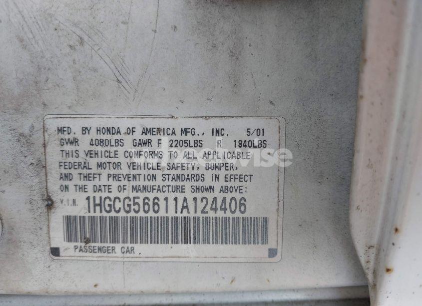 Photo 9 of 2001 Honda Accord 2.3 EX (VIN 1HGCG56611A124406)
