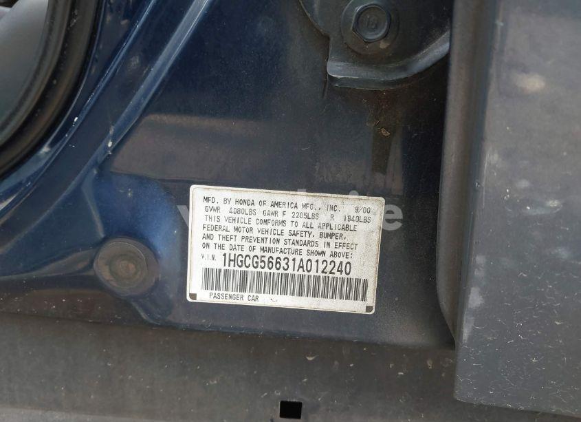 Photo 9 of 2001 Honda Accord 2.3 EX (VIN 1HGCG56631A012240)