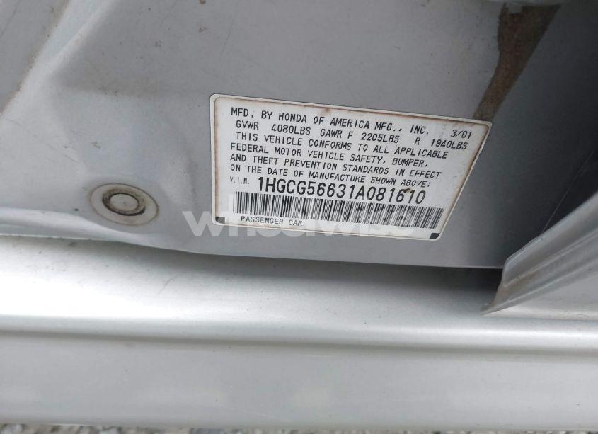 Photo 9 of 2001 Honda Accord 2.3 EX (VIN 1HGCG56631A081610)