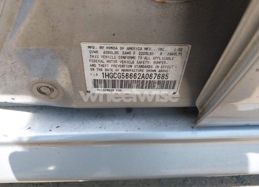 Photo 9 of 2002 Honda Accord 2.3 EX (VIN 1HGCG56662A067685)