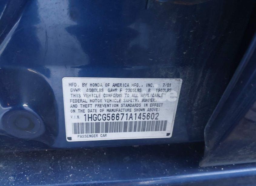 Photo 9 of 2001 Honda Accord 2.3 EX (VIN 1HGCG56671A145602)
