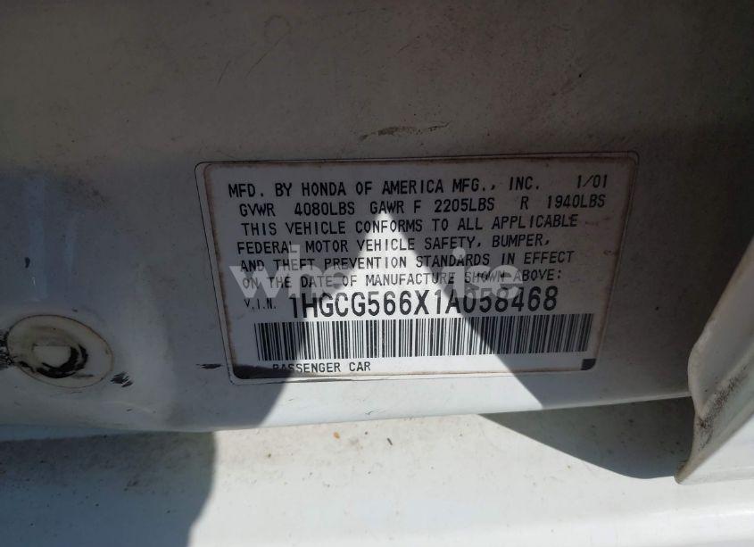 Photo 9 of 2001 Honda Accord 2.3 EX (VIN 1HGCG566X1A058468)