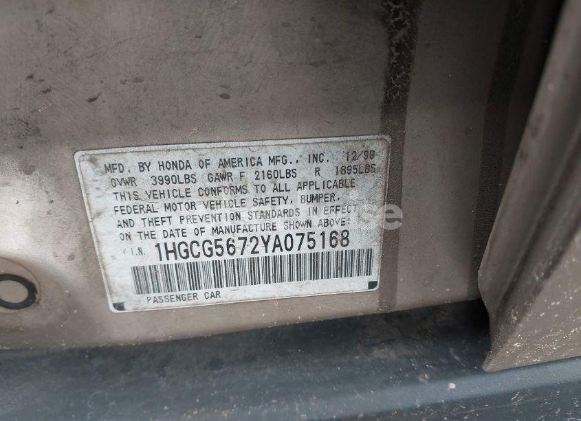 Photo 9 of 2000 Honda Accord 2.3 SE (VIN 1HGCG5672YA075168)