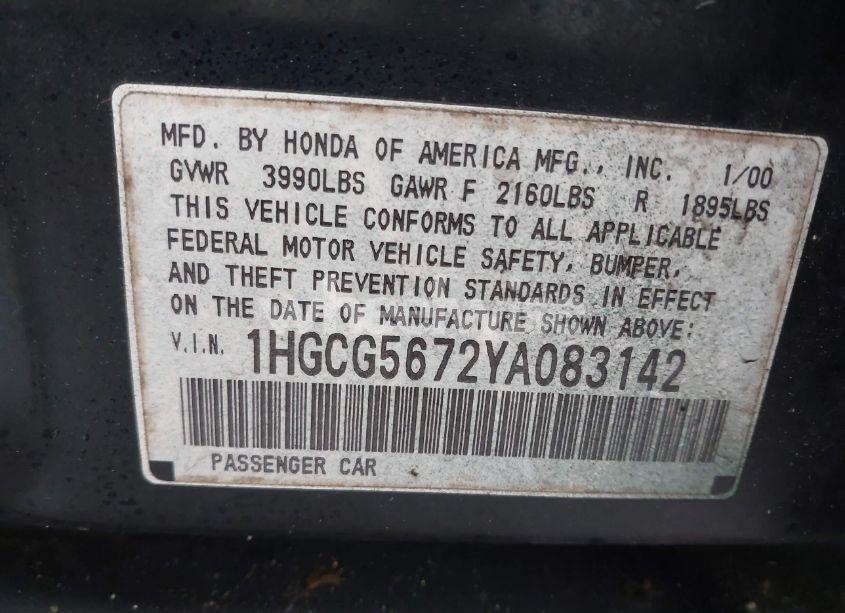 Photo 9 of 2000 Honda Accord 2.3 SE (VIN 1HGCG5672YA083142)