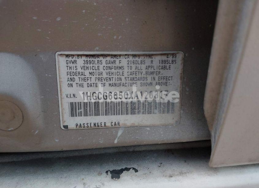 Photo 9 of 1999 Honda Accord LX (VIN 1HGCG6650XA123317)