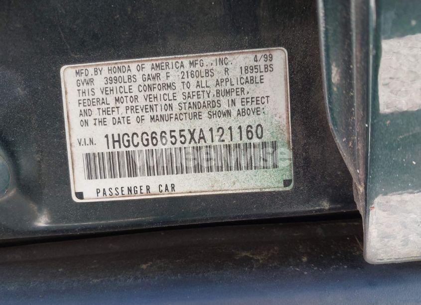 Photo 9 of 1999 Honda Accord LX (VIN 1HGCG6655XA121160)
