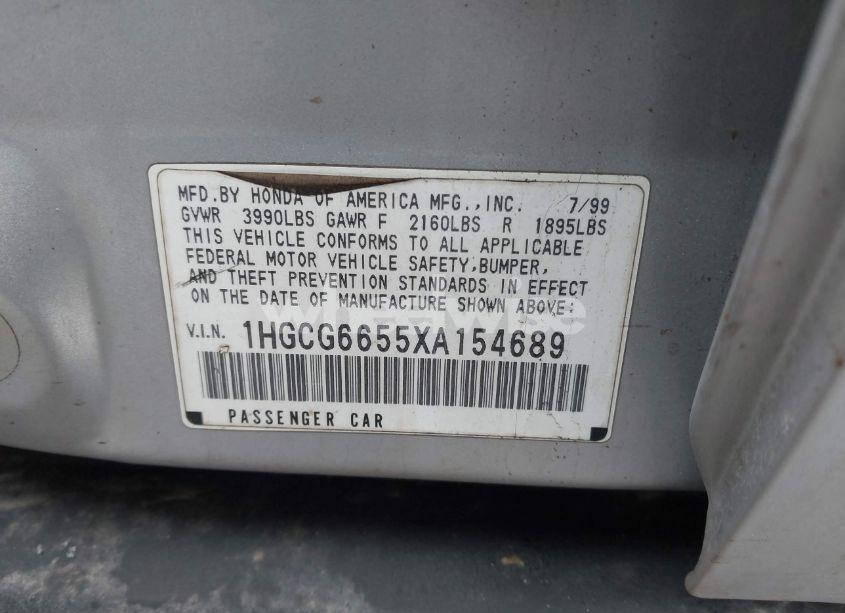 Photo 9 of 1999 Honda Accord LX (VIN 1HGCG6655XA154689)