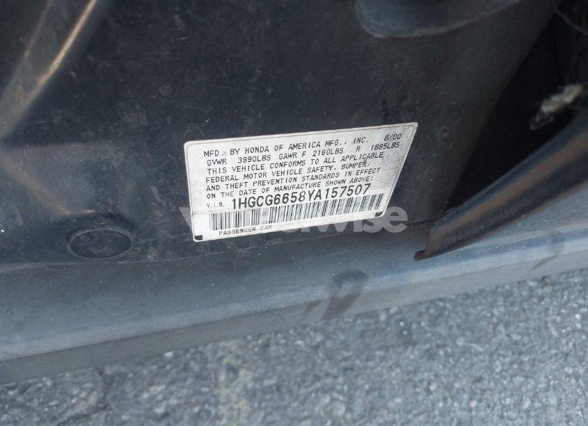 Photo 9 of 2000 Honda Accord 2.3 LX (VIN 1HGCG6658YA157507)