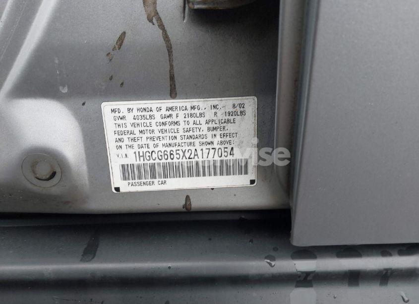 Photo 9 of 2002 Honda Accord 2.3 LX (VIN 1HGCG665X2A177054)