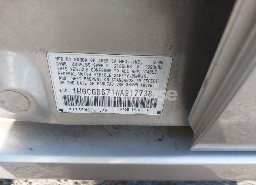 Photo 9 of 1998 Honda Accord EX (VIN 1HGCG6671WA217738)