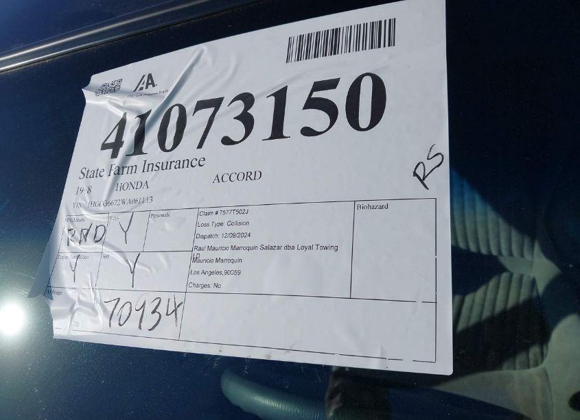 Photo 18 of 1998 Honda Accord EX (VIN 1HGCG6672WA061113)