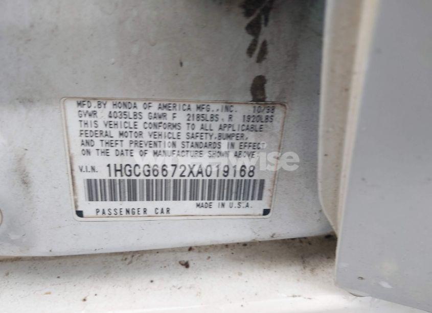 Photo 9 of 1999 Honda Accord EX (VIN 1HGCG6672XA019168)