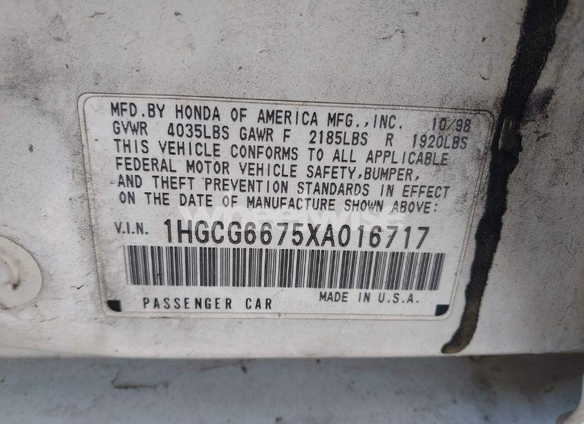 Photo 9 of 1999 Honda Accord EX (VIN 1HGCG6675XA016717)