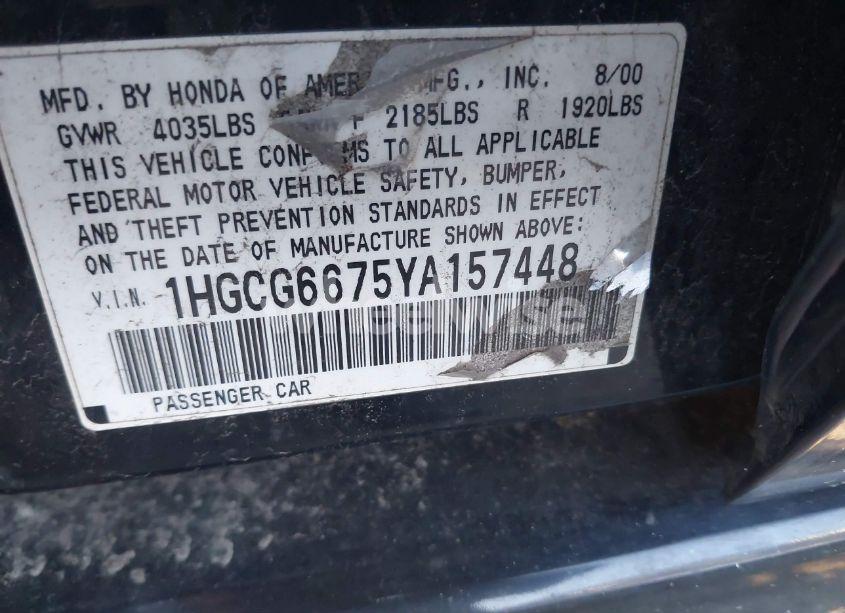 Photo 9 of 2000 Honda Accord 2.3 EX (VIN 1HGCG6675YA157448)