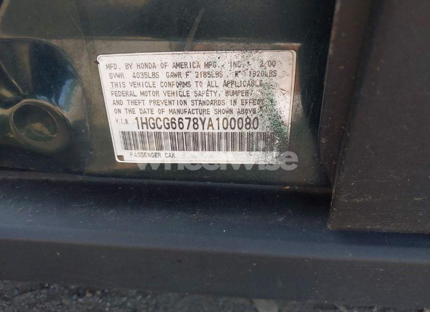 Photo 9 of 2000 Honda Accord 2.3 EX (VIN 1HGCG6678YA100080)