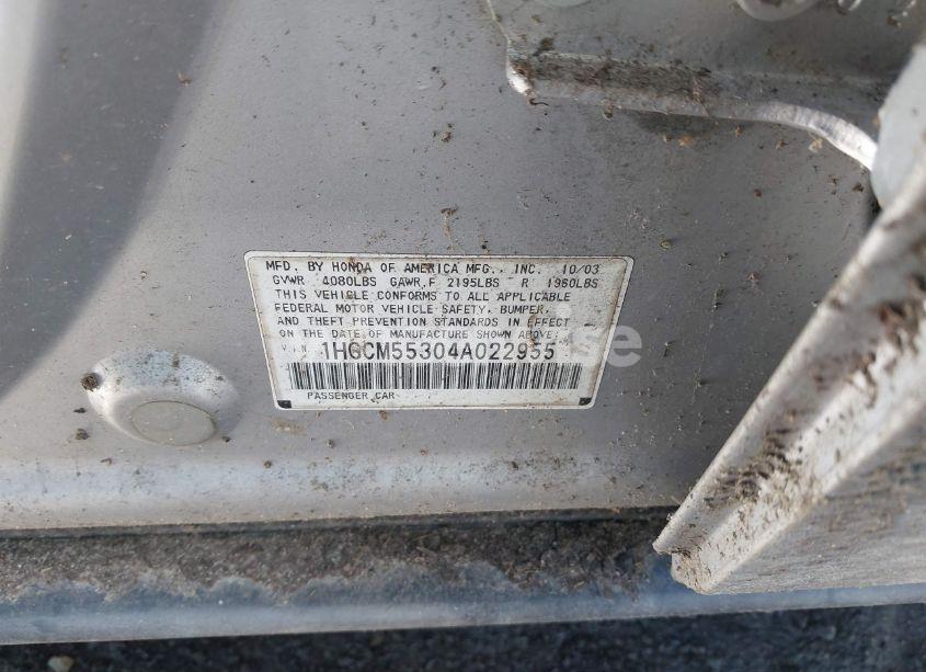 Photo 9 of 2004 Honda Accord 2.4 LX (VIN 1HGCM55304A022955)
